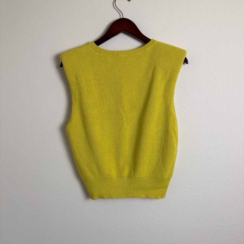 Express yellow neon shoulder pad knit vest sweater size xs - Picture 5 of 7